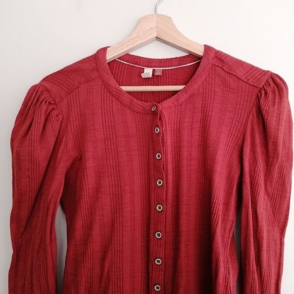 Anthropologie Pilcro Puff Sleeve Long Sleeve Button Light Cardigan Small - Picture 3 of 13